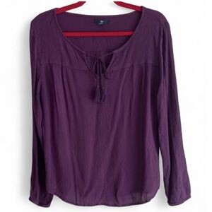 Gap Purple Long Sleeve Gauzy Peasant Top Size M